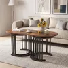 KOMFOTTEU Couchtisch 3er Set, Sofatisch oval mit 2 Produktbild-Vorschau 2