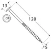Holzschroeven met Torx-schroefkop, geel verzinkt, 5 x 120 Productafbeelding-voorbeeld 2