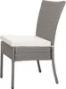 A single gray poly-rattan chair with a cream cushion, shown against a white background. Podgląd zdjęcia produktu