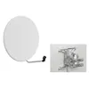 A satellite dish and its mounting bracket are shown against a white background. Voir les images du produit