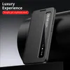 A black smartphone case with a smart window is displayed on a dark surface against a gradient background. Anteprima dell’immagine prodotto