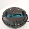 The underside of a black robot vacuum cleaner is shown against a white background. Produktbild-Vorschau
