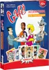The image shows the front of a board game box for 'Cafe International'. It features cartoon illustrations of people sitting at a cafe table and several game cards displayed in the foreground. Produktbild-Vorschau