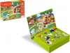A magnetic farm playset with various animal and vehicle magnets displayed on a green box and a folded-up background scene. Podgląd zdjęcia produktu