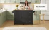 Grote, mobiele keukentafel, 137x43(76)x92 cm, eikenhout, Productafbeelding-voorbeeld 9