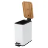 A white trash can with a wooden lid is shown against a white background. Náhled obrázku produktu