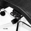 A close-up view of the control levers and mesh fabric of an ergonomic office chair. Voir les images du produit