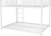 A white metal bunk bed with a ladder, shown from a side-angle against a white background. Voir les images du produit