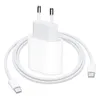 A white Apple 20W USB-C power adapter with a white 1-meter USB-C charging cable. Produktbild-Vorschau
