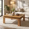 Tribesigns Massivholz Couchtisch 100x100 cm, Quadratischer Produktbild-Vorschau 10