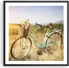 Gerahmtes Poster - Schwarzer Rahmen - Fahrrad Wiese Blumen Produktbild-Vorschau 1