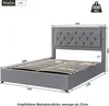 A diagram of a bed frame with dimensions and weight capacity. Podgląd zdjęcia produktu