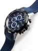 A close-up, angled shot of a blue Festina chronograph watch with a blue rubber strap, set against a white background. Náhled obrázku produktu