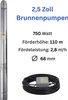 CHM GmbH® Brunnenpumpe 2,5 Zoll 750 Watt 11 Bar 2800 L/h Produktbild-Vorschau 2