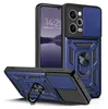 A blue and black armor phone case with a ring holder is displayed with a phone inside. Produktbild-Vorschau