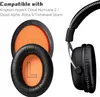 A close-up of headphone ear pads and a portion of a headphone, with text indicating compatibility. Voir les images du produit