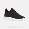 A single navy blue Geox sneaker with red accents and a white sole is shown against a white background. Produktbild-Vorschau