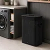 WELLHAUS Cesto per biancheria in bambù, nero, 40x30x60 cm, Anteprima dell’immagine prodotto 7