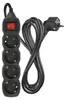 Steckdosenleiste 3 m / 4 Steckdosen / Schalter / schwarz / PVC / 1,5 mm2 Voir les images du produit