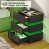 Nachttisch 2er Set Nachttisch mit Steckdose,LED Schwarz Produktbild-Vorschau 2