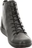 A black leather lace-up boot is shown from the front against a white background. Produktbild-Vorschau