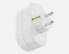 A white electrical adapter with two prongs and one socket, shown against a white background. Produktbild-Vorschau