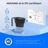 A water filter pitcher and a certification document are displayed against a light blue background. Podgląd zdjęcia produktu