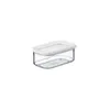A clear, studio shot of a transparent storage container with a white lid. Produktbild-Vorschau
