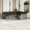 10-tlg. Garten-Sofagarnitur mit Kissen Grau Poly Rattan Produktbild-Vorschau 1