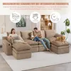 4-osobowa sofa modułowa w kolorze khaki z 2 pufami, narożna Podgląd zdjęcia produktu 7