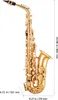 A golden alto saxophone is shown against a white background with measurement indicators. Náhľad obrázku produktu
