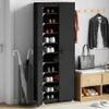 vidaXL Schuhschrank Schwarz 60x30x166 cm Stoff Produktbild-Vorschau 1
