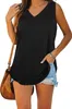 ASKSA Damen Bluse V-Ausschnitt Ärmellose Einfarbige T-Shirt Produktbild-Vorschau 1