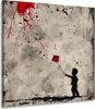 Abstrakt Kind mit Drachen Street Art Leinwandbild Wandbild Produktbild-Vorschau 1