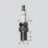 A single spark plug with measurement lines and dimensions indicated. Voir les images du produit