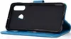 A blue flip case for a Huawei P30 Lite phone is shown open, revealing the black interior where the phone would be placed. Produktbild-Vorschau