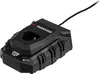 A black battery charger with a power cord, shown from a slightly elevated angle on a white background. Náhled obrázku produktu