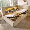 Polsterbett 90x200cm beige mit LED-Beleuchtung, Produktbild-Vorschau 1