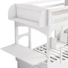 A close-up view of a white bunk bed with a desk attached to the lower bunk. Náhled obrázku produktu