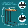 A diagram showing the dimensions and features of a C-shaped side table. Anteprima dell’immagine prodotto