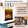 A marketing image showcasing an electric fireplace with a family enjoying its warmth. Produktbild-Vorschau