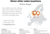 A map of Europe showing locations of after-sales repair stores for BAFANG motors, with contact information and addresses for Netherlands, Germany, and Poland. Produktbild-Vorschau