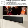 A soundbar is mounted below a TV on a wall, with text describing its integration with the LG OLED G series. Produktbild-Vorschau