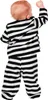 A baby wearing a black and white striped prisoner costume, viewed from the back. Voir les images du produit