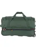 A green travel bag with wheels and handles against a white background. Produktbild-Vorschau