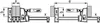 Two diagrams illustrating the use of a clamp with different dimensions labeled. Produktbild-Vorschau