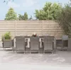 9-tlg. Garten-Essgruppe mit Kissen Grau Poly Rattan Produktbild-Vorschau 2