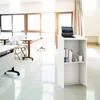 A white podium with a laptop and books on it, placed in a bright, modern classroom or conference room with large windows and tables. Anteprima dell’immagine prodotto