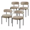 Four beige chairs with black metal legs are arranged in a staggered formation against a white background. Produktbild-Vorschau