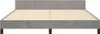 A grey upholstered bed frame with a wooden slat base, shown from the front on a white background. Náhľad obrázku produktu